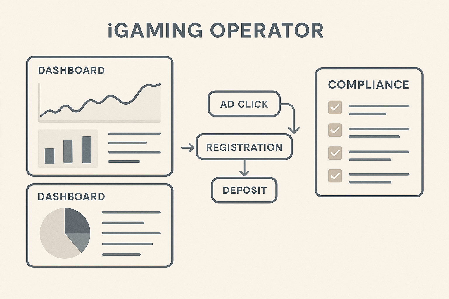 Diagram-style illustration of PPC measurement due diligence for an iGaming operator